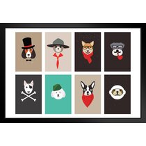 DOG DRESSED ANIMALS VINTAGE HIPSTER STYLE PRINT STEAMPUNK ANIMAL ART PICTURE 