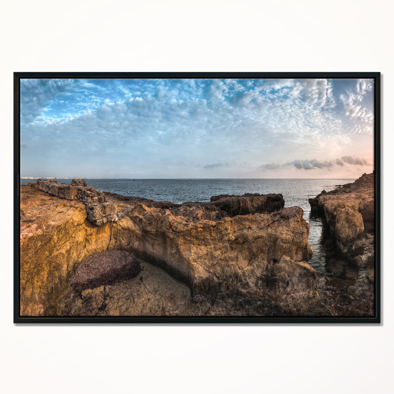 East Urban Home Rough Rocky Coast Under Blue Sky Framed Photographic Print On Wrapped Canvas Wayfair