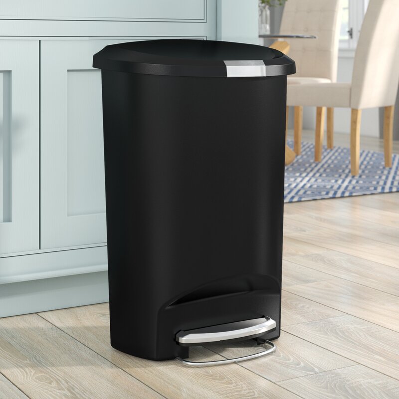 simplehuman 13 Gallon Semi-Round Step Trash Can, Plastic & Reviews ...