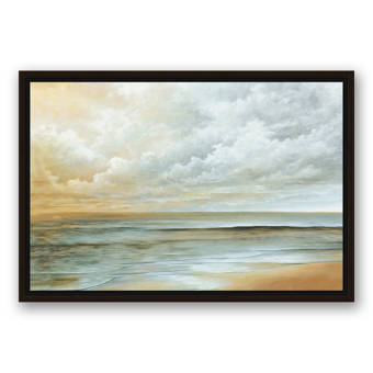 Three Posts Long Beach Ocean Acrylic Painting Print On Canvas