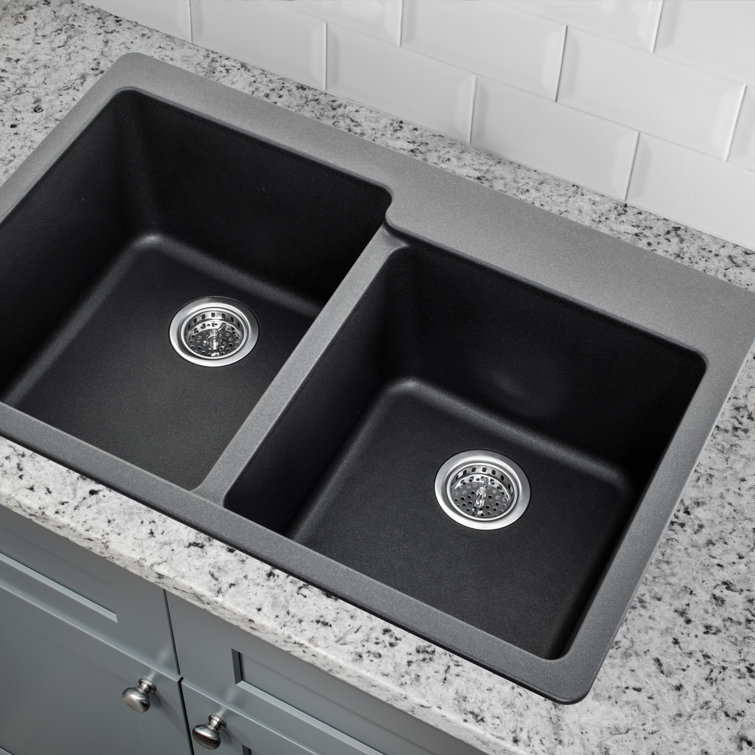 Cahaba 33 X 22 Double Basin Drop In Kitchen Sink With Drain Assembly Wayfair