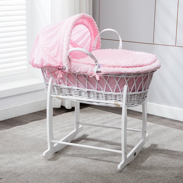 Pink tartan me to you dolls moses  basket and STAND hand made in uk 