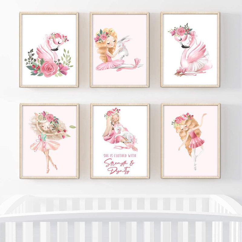 Harriet Bee Derk Elegant Floral Ballerina Flamingo She Is