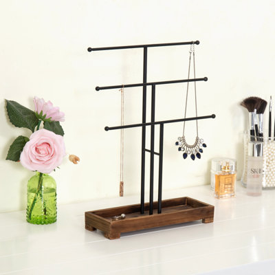 Jewelry Storage Stand Wood Tray