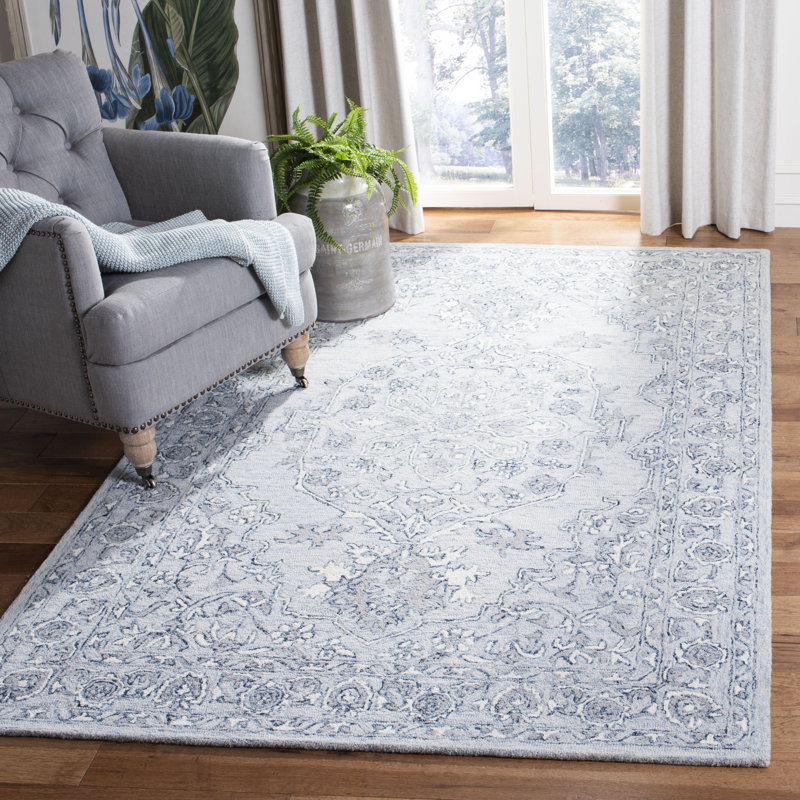 Charlton Home Daggett Oriental Handwoven Wool Light Blue Ivory Area Rug Reviews Wayfair