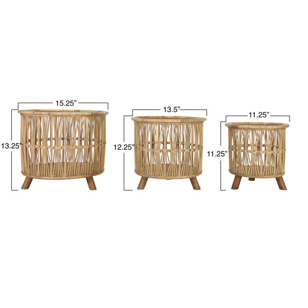 Woven Footed 3 Piece Bamboo Basket Set Reviews Joss Main