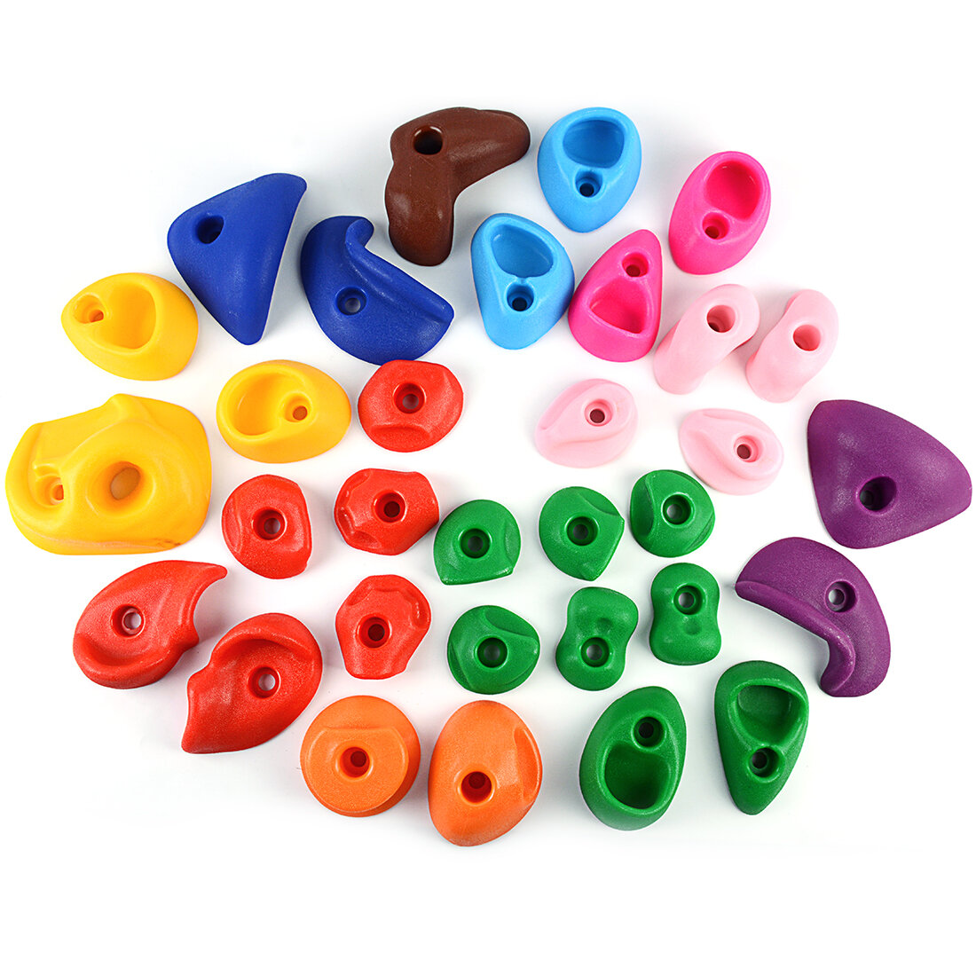 Rock Holds Multi Color Set of 12 W/hardware Rock Wall Climbing Rock Playground 