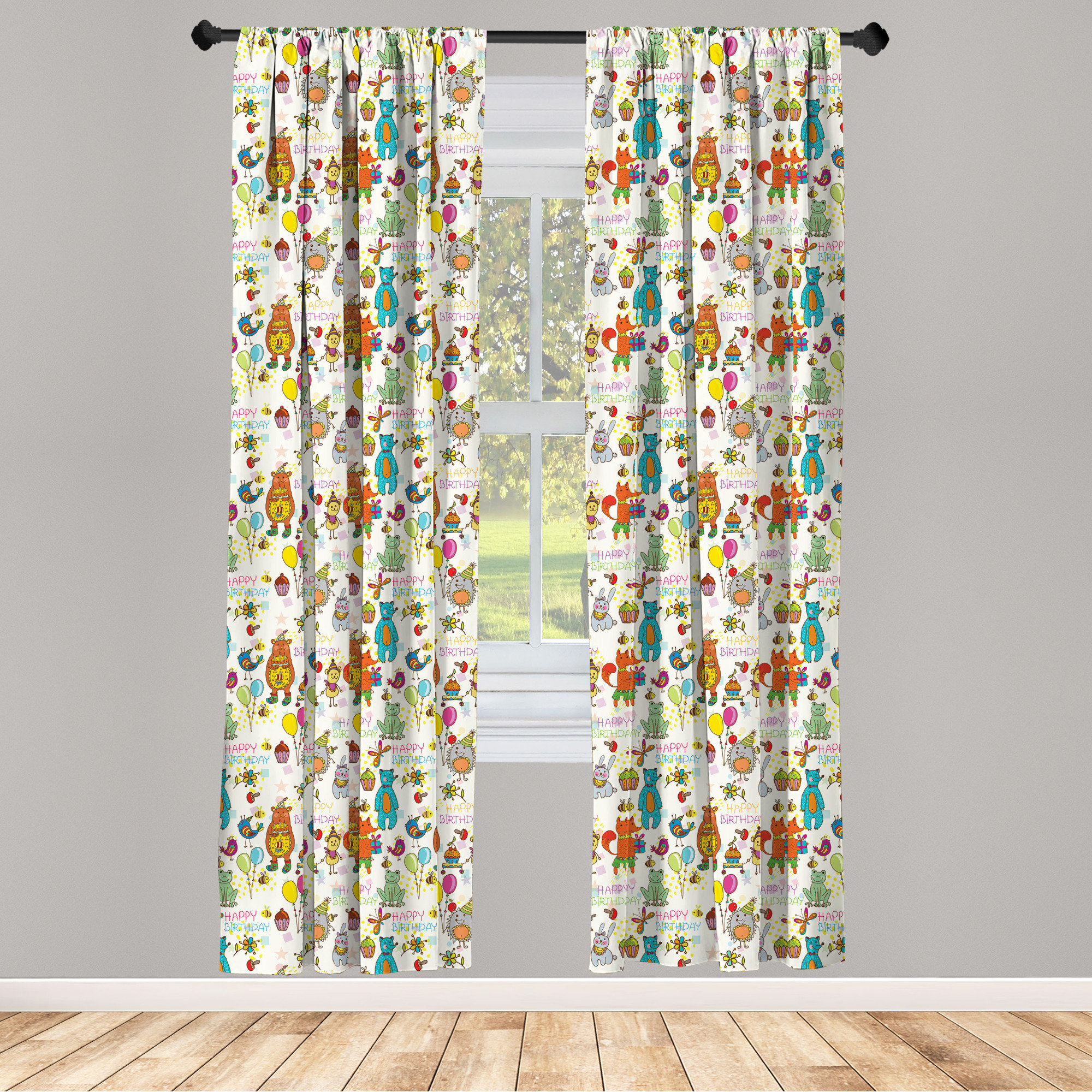 Window Drapes Home Decor Decorative Printed 2 Panel Set Curtains by Ambesonne 