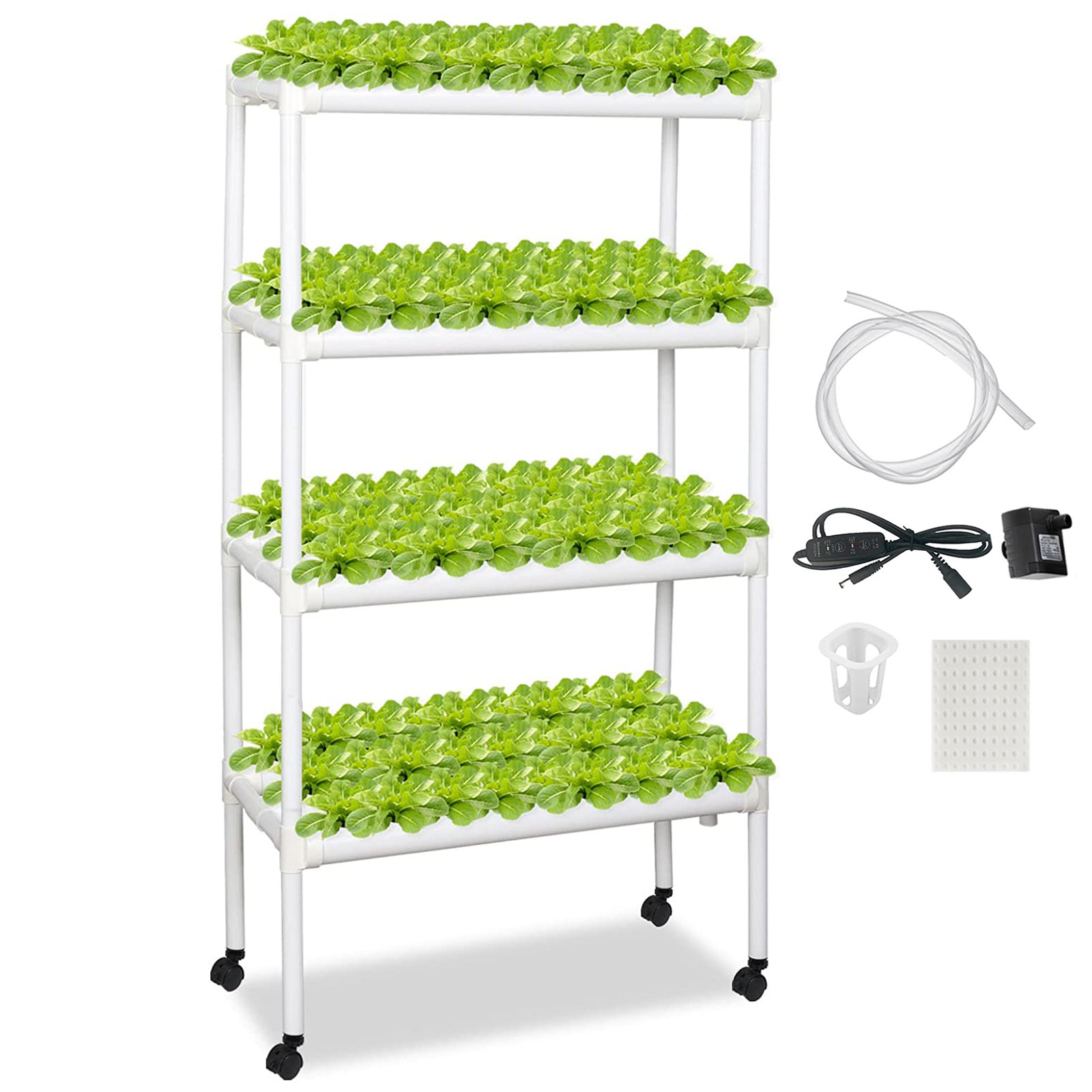 DreamJoy 3 Layers 108 Plant Sites Hydroponic Site Grow Kit 12 Pipes Hydroponic Growing System Water Culture Garden Plant System for Leafy Vegetables Lettuce Herb Celery 