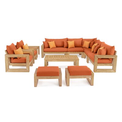 Rosecliff Heights  Mcclain 11 Piece Sunbrella Sectional Seating Group with Cushions Cushion Color: Tikka Orange