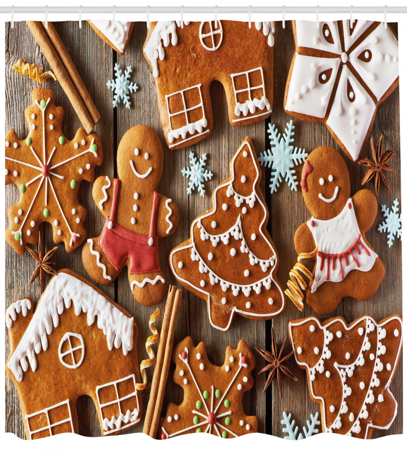 East Urban Home Gingerbread Man Shower Curtain Set Hooks Wayfair