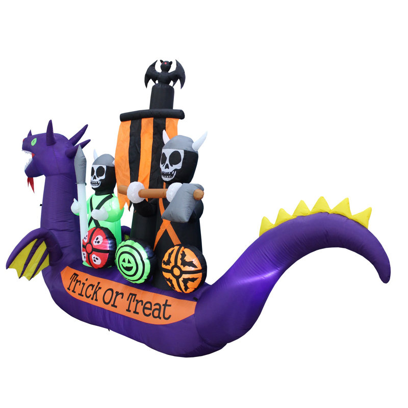 The Holiday Aisle 11 Foot Wide Dragon Pirate Ship With Skeleton