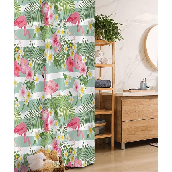 Coconut and Pineapple Flower Bathroom Fabric Shower Curtain Set 71Inches Long 