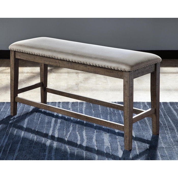 Gracie Oaks Johurst Double Upholstered Bench Casual Style Grey