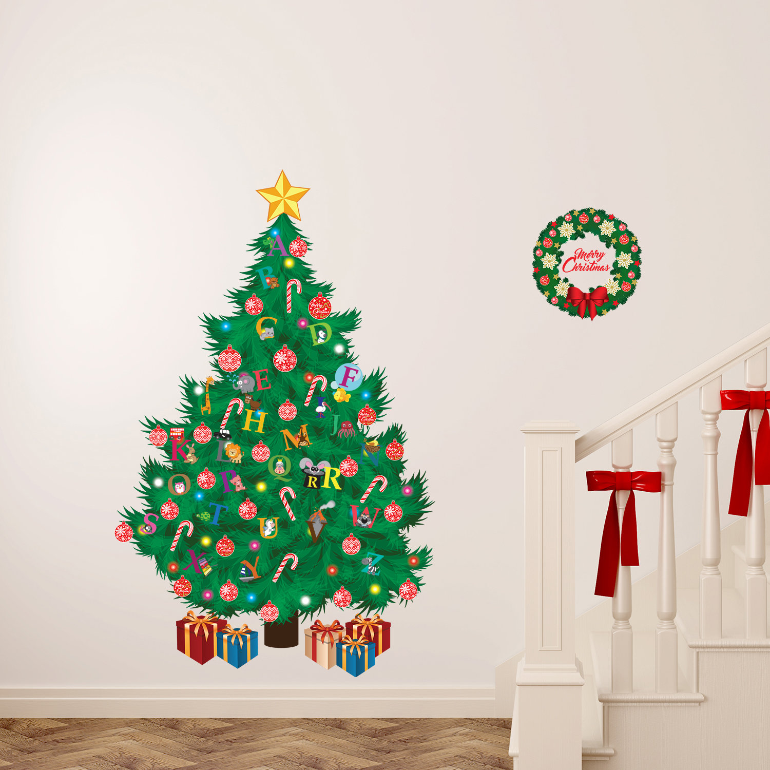 The Holiday Aisle Learn the ABC and Traditional Christmas Tree Wall Decal | Wayfair