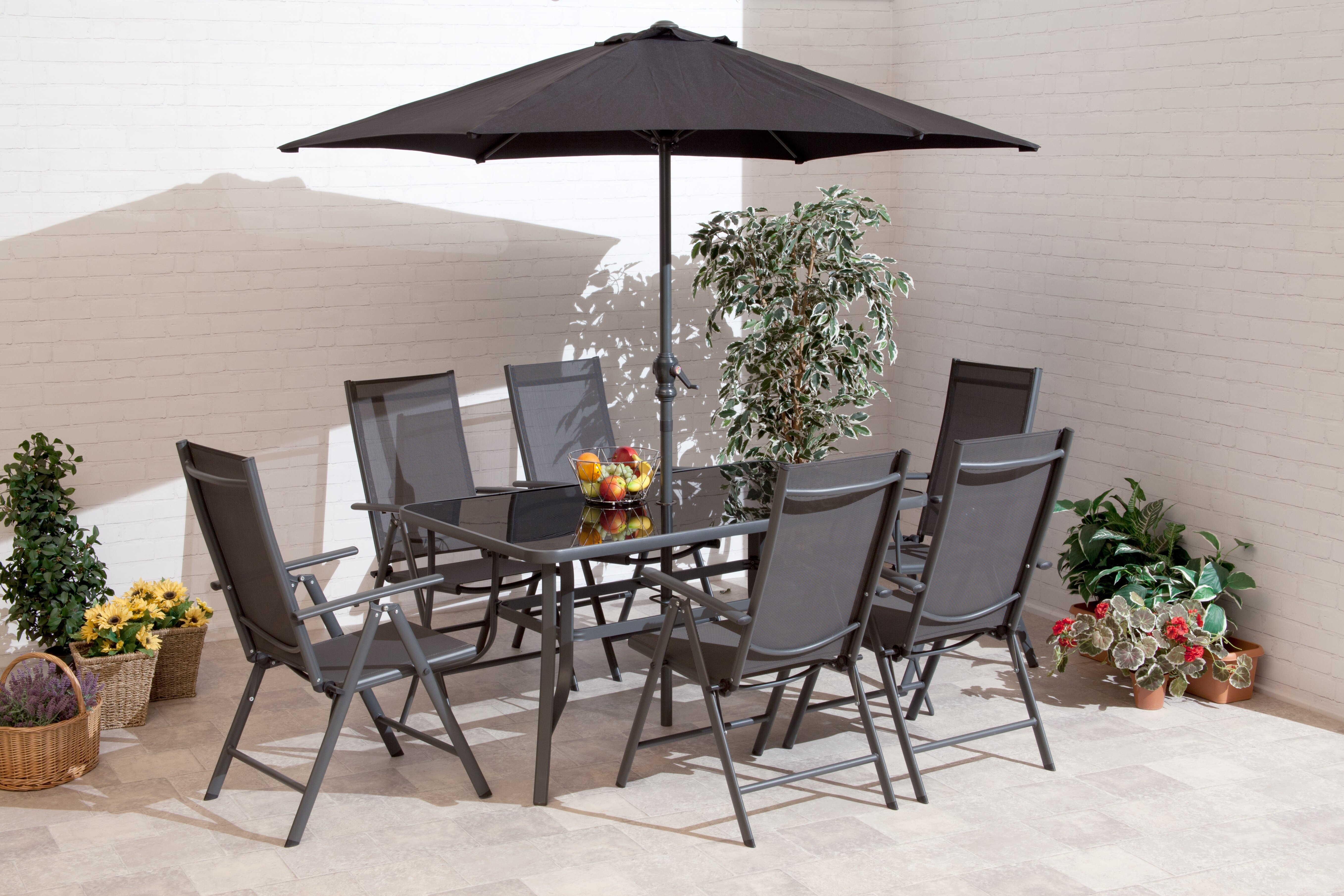 Red Barrel Studio Ubon 7 Piece Dining Set With Umbrella Reviews Wayfair