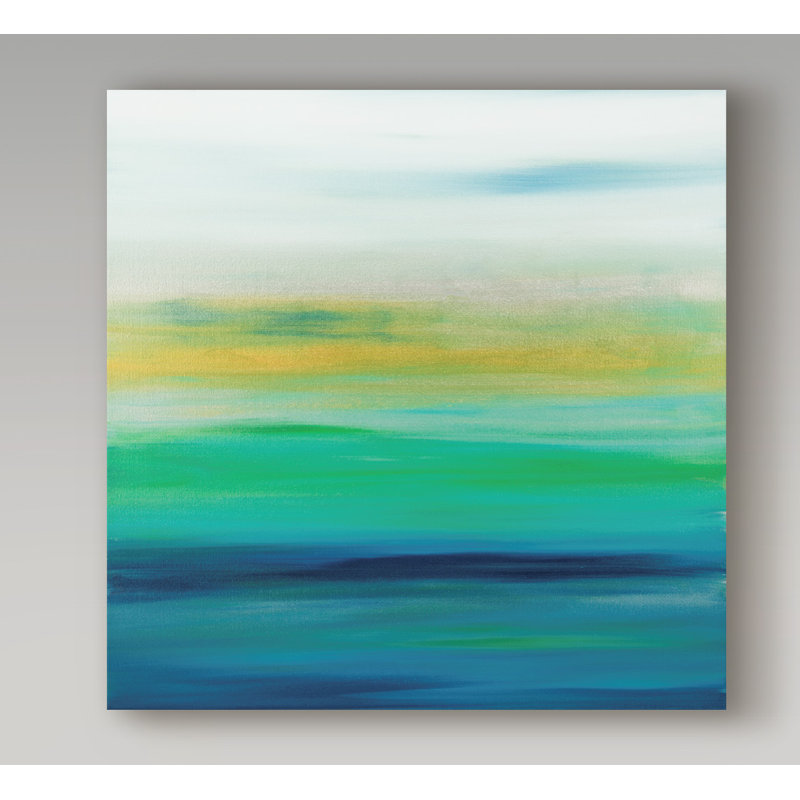 Trademark Art Sunset Stripes Blue Yellow Acrylic Painting Print