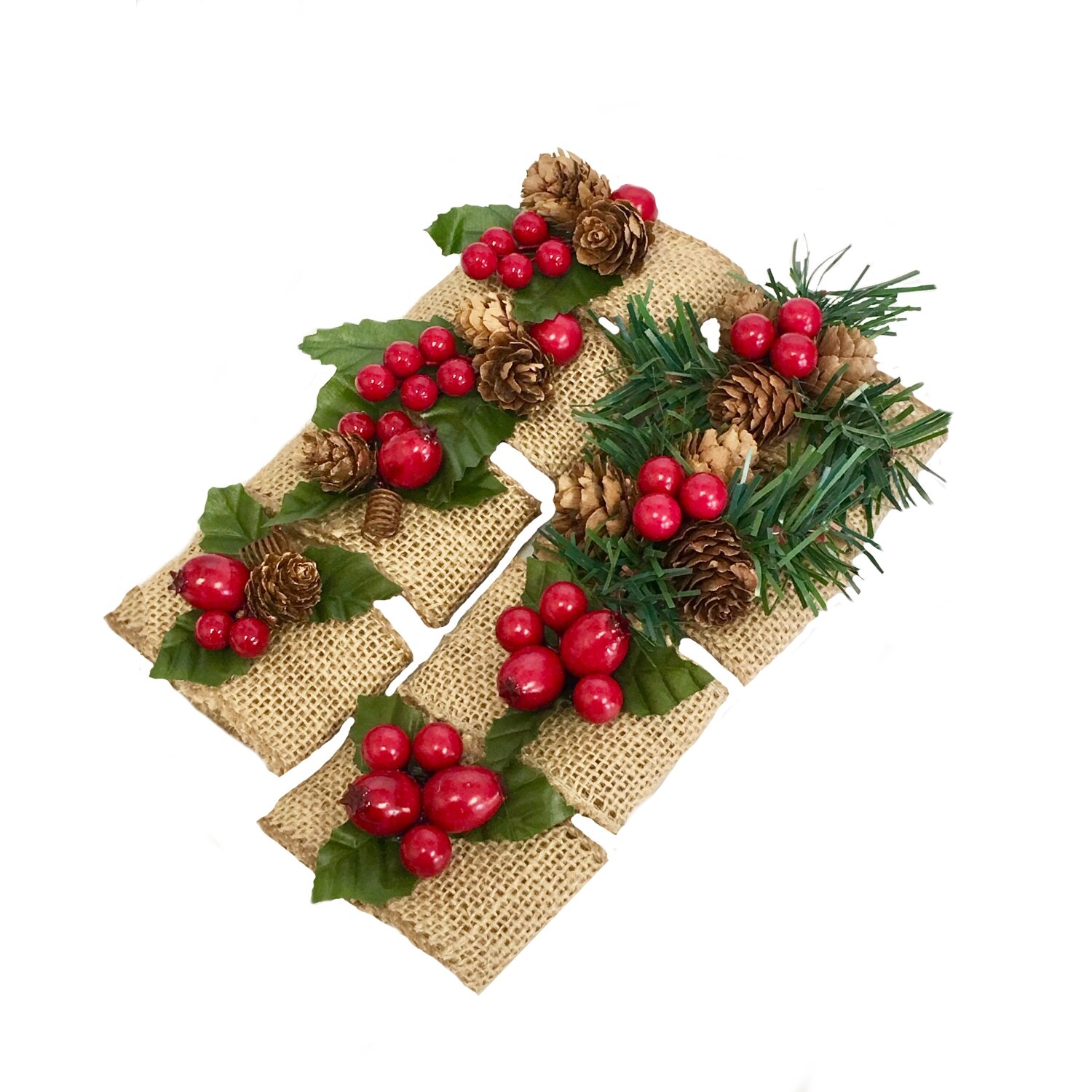 Red Bells Christmas Napkins set 4 or 6 Green Holly Cloth Napkins Green and Red Napkins Holly Napkins Christmas Napkins Christmas table decor