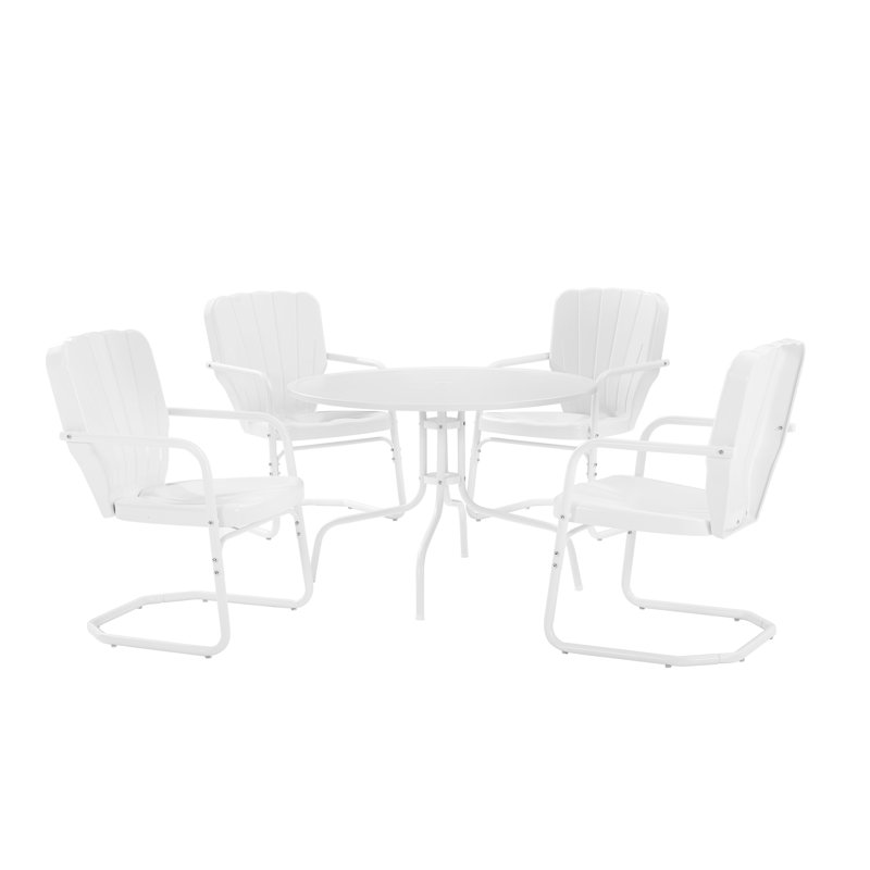 Crosley Ridgeland 5pc Outdoor Dining Set White Gloss White Satin Dining Table 4 Chairs Reviews Wayfair