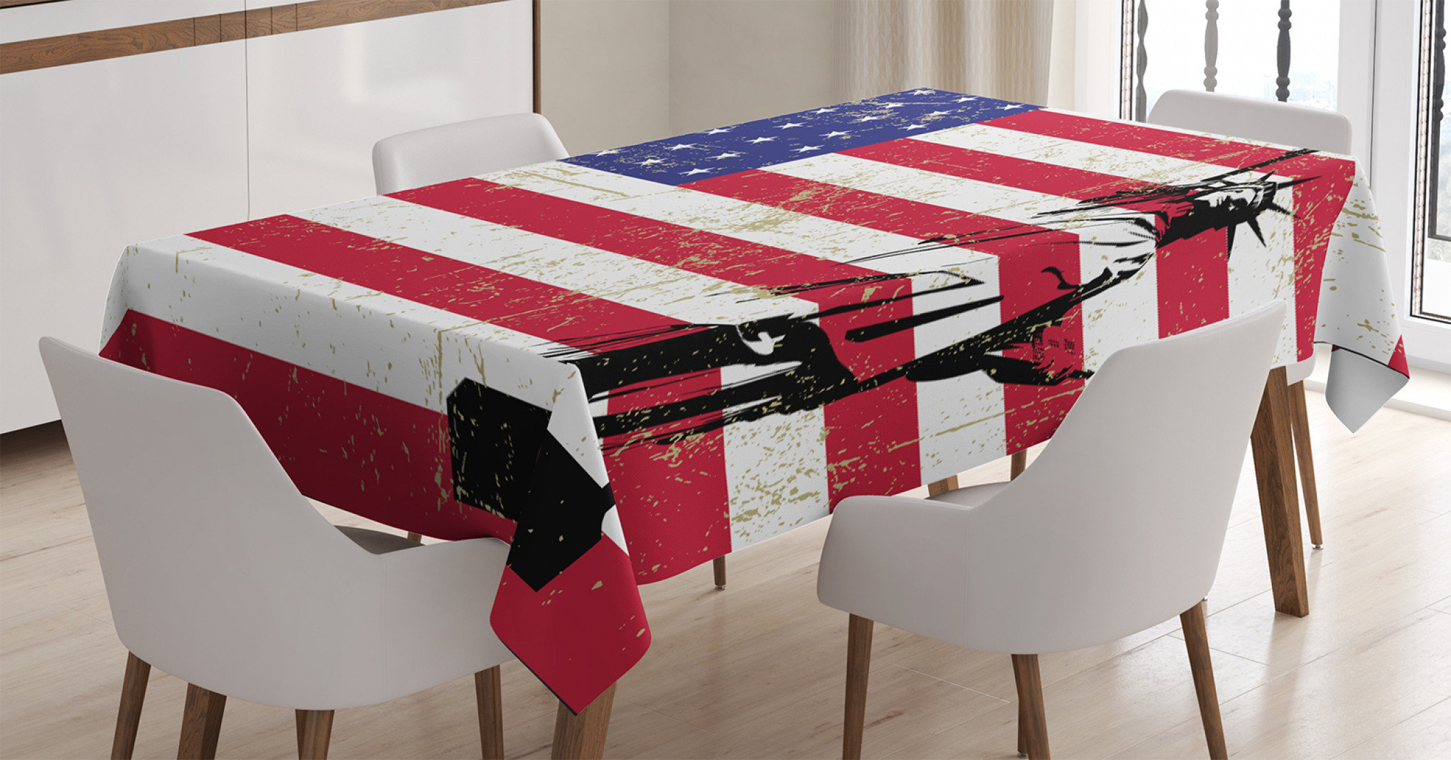 East Urban Home Ambesonne New York Tablecloth Liberty And Usa Flag Retro Style Enlightening World Famous Rectangular Table Cover For Dining Room Kitchen Decor 52 X 70 Dark Coral White Wayfair