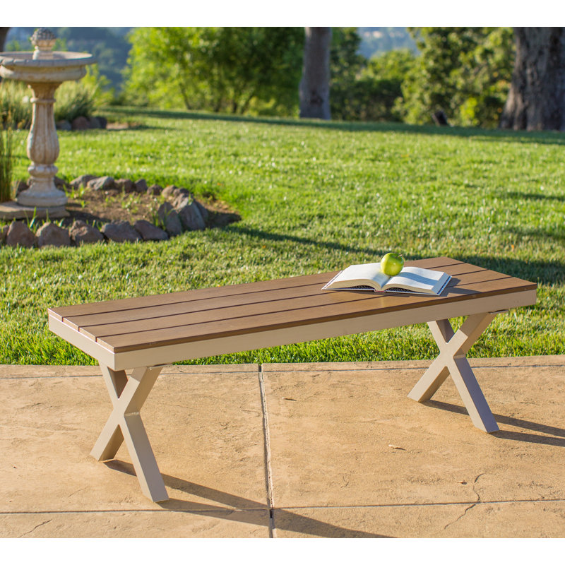 Ivy Bronx Cade Outdoor Aluminum And Poly Wood Garden Bench Wayfair Cade Outdoor Aluminum And Poly Wood Garden Bench