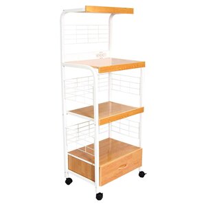 Microwave Cart with Wood Top