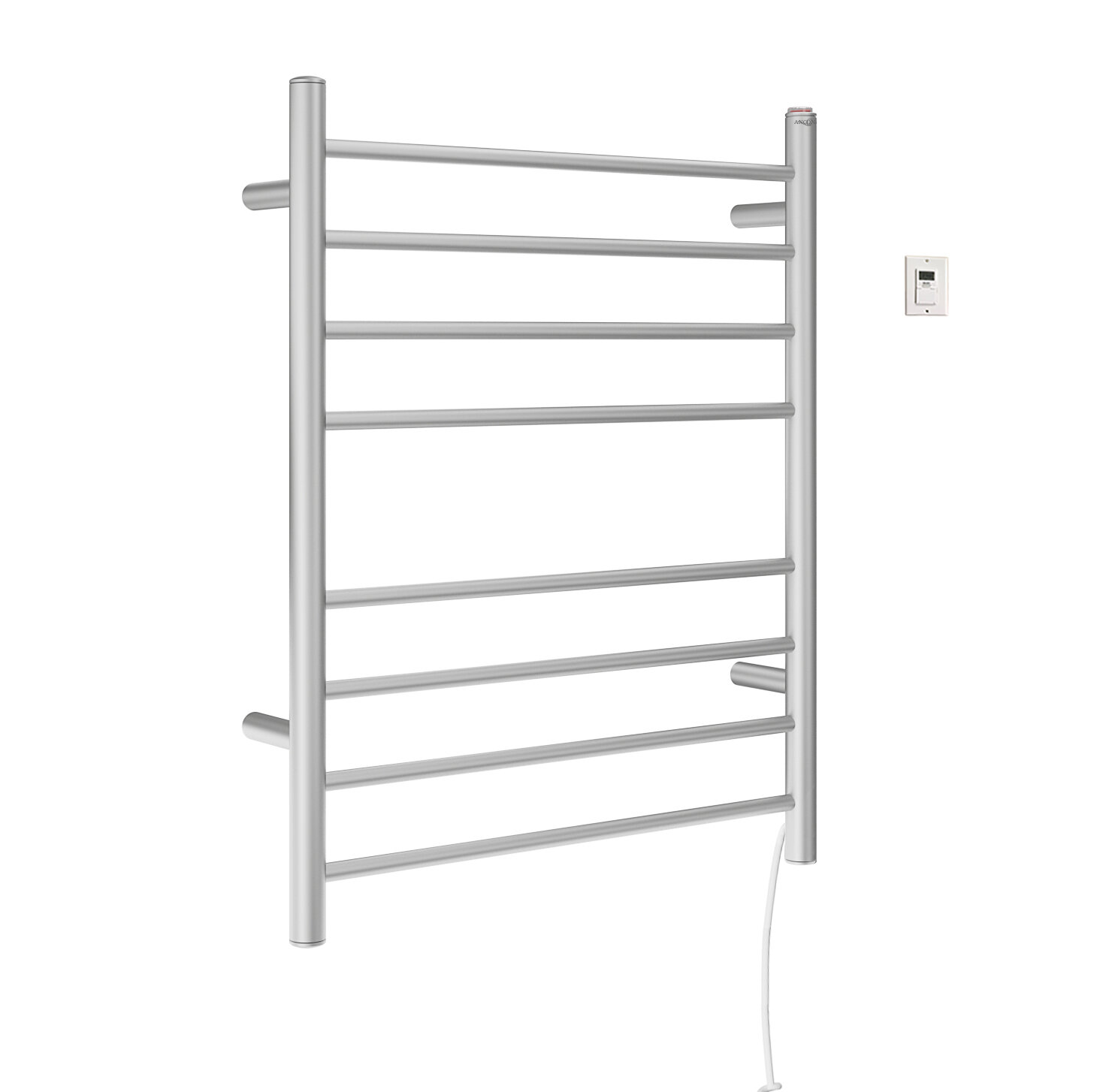 in in Matte Black Stainless Steel Ancona Prestige Dual 8-Bar Hardwired and Plug-in Towel Warmer with Timer
