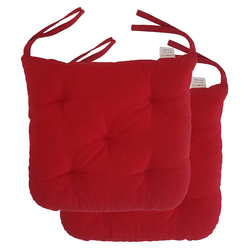 Catereco Cottone 100 Cotton Chair Pads W Ties Set Of 2 16 X 15 Square Round Extra Comfortable Soft Seat Cushions Ergonomic Pillows For Rocking Dining Patio Camping Kitchen Chairs