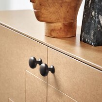 10X S/M/L Solid Wood Round Drawer Knob Cabinet Wardrobe Door Pull Handle Mushrom