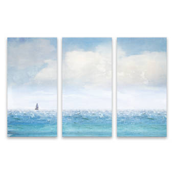Breakwater Bay Lone Sailboat Acrylic Painting Print Multi Piece