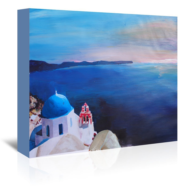 East Urban Home Santorini V Oia Painting On Wrapped Canvas Wayfair