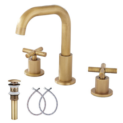 Widespread Bathroom Faucet With Drain Assembly