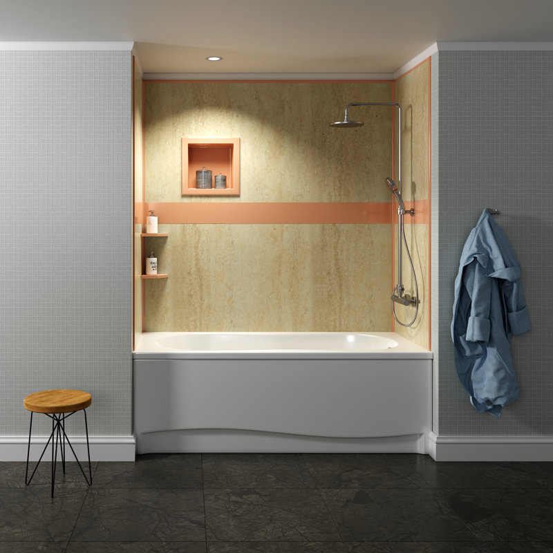 Bella Core 96 H X 48 D Four Panel Shower Wall With Accessories Wayfair