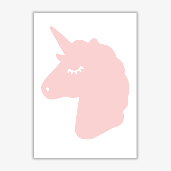 East Urban Home Pink Unicorn Head Graphic Art Wayfair Co Uk