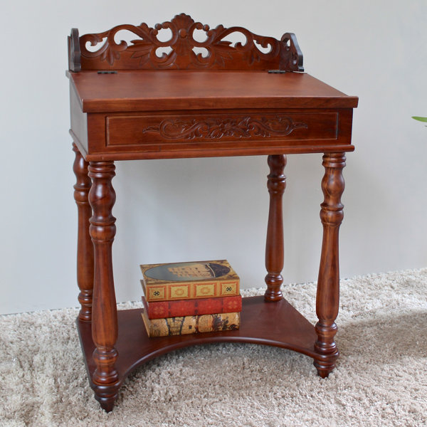 International Caravan Windsor Hand Carved Small Wood Writing Desk International Caravan Windsor Hand Carved Small Wood Writing Desk Reviews Wayfair