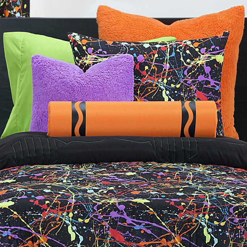 Crayola Neon Splat Reversible Abstract 3 Piece Comforter Set Reviews Wayfair