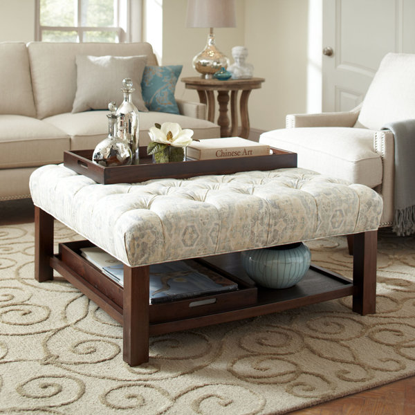 Birch Lane 42 Wide Tufted Square Cocktail Ottoman With Storage Reviews Wayfair