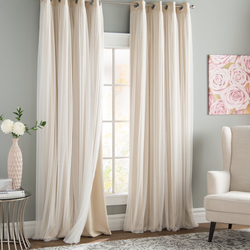 curtain panel set with attached valance
