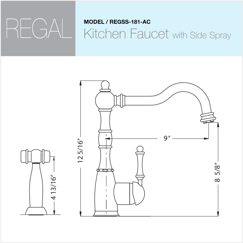 Houzer Regal Single Handle Kitchen Faucet With Sidespray Wayfair
