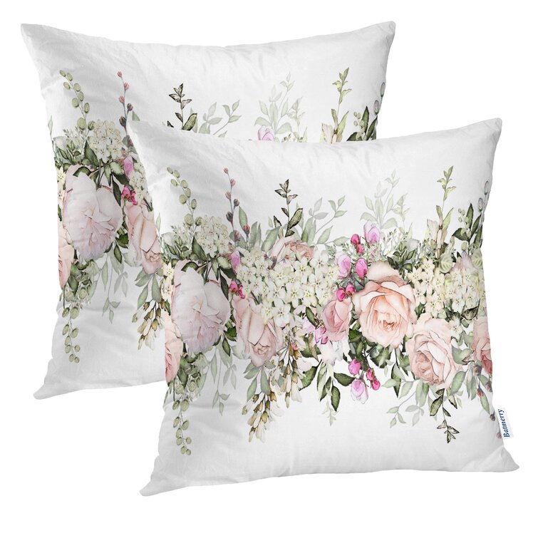 Winter 2021 Floral Watercolors Snow Flowers Throw Pillow 18x18 Multicolor
