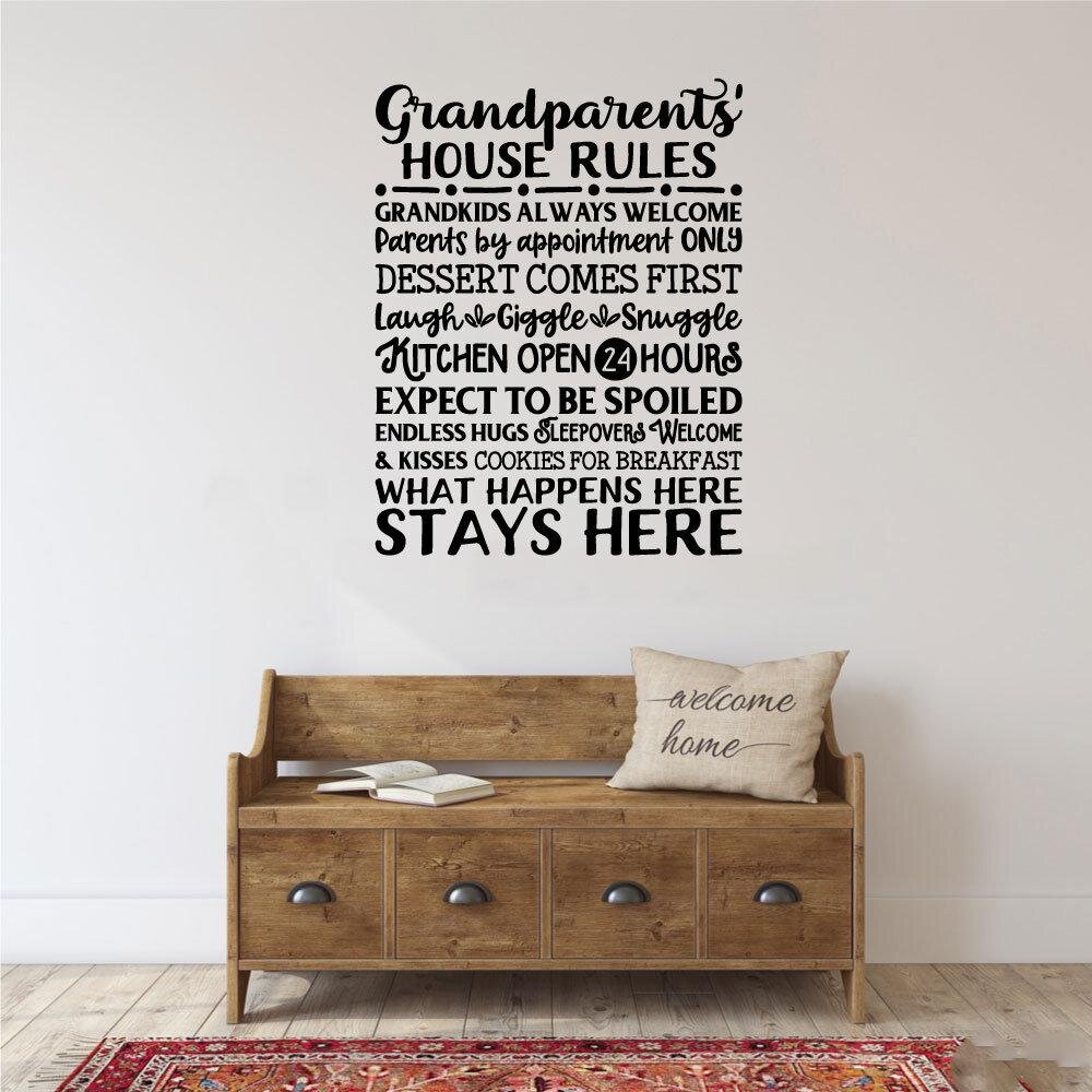 Grandparent House Rules wall stickers Decal Removable Art Vinyl Decor Home Kids 