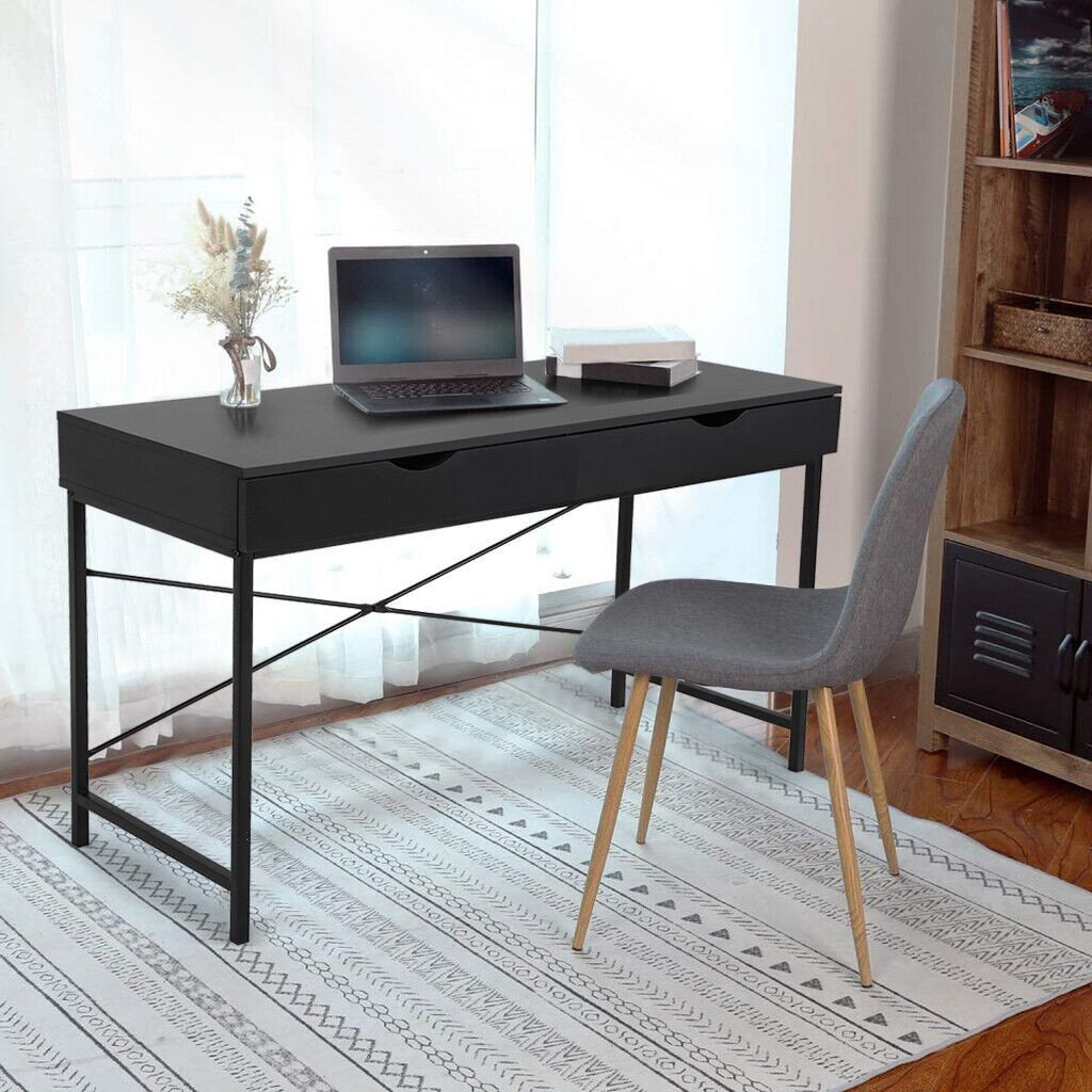 Details about   White Black Wooden Computer Desk Laptop PC Table Shelves Small  Workstation
