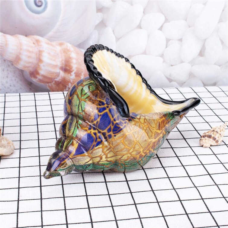 Hand Blown Seashell Art Glass Figurine Crystal Glass Paperweight Large Glass Conch Home Decor Collectible Statue