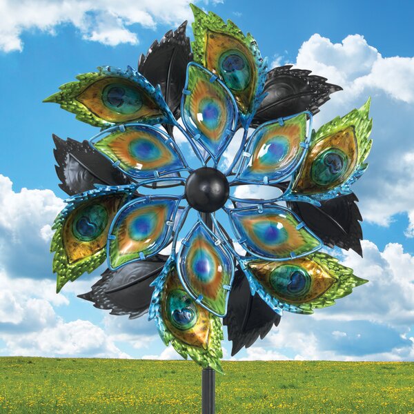 Latitude Run Alleffra Peacock Feather Wind Spinner Rotator | Wayfair