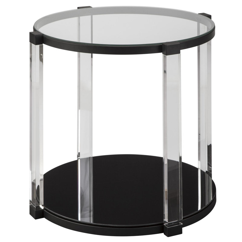 Orren Ellis Pranciskus Glass Top Floor Shelf End Table ...