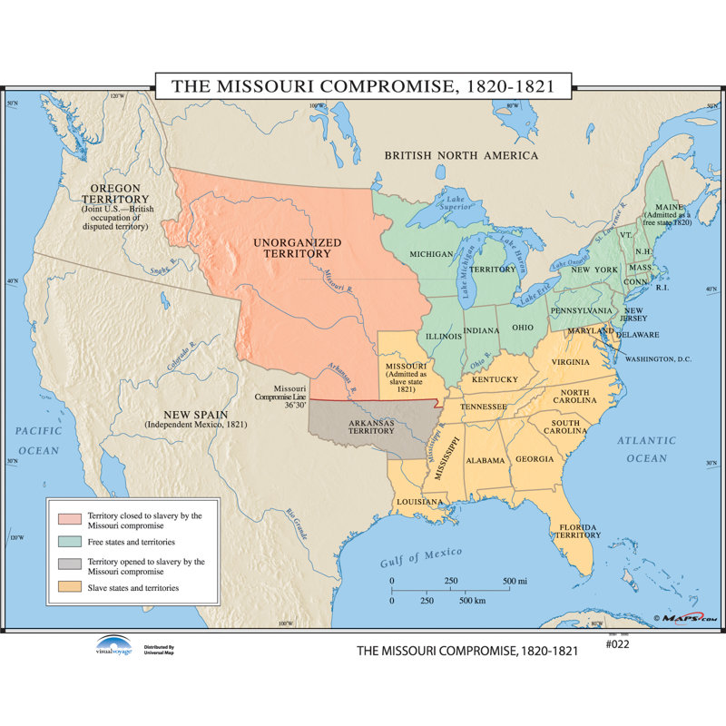 Universal Map U S History Wall Maps Missouri Compromise Wayfair