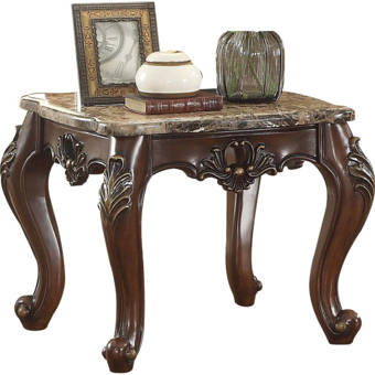 Astoria Grand Sweatman Marble Top Carved Floral Motifs Wooden Feet