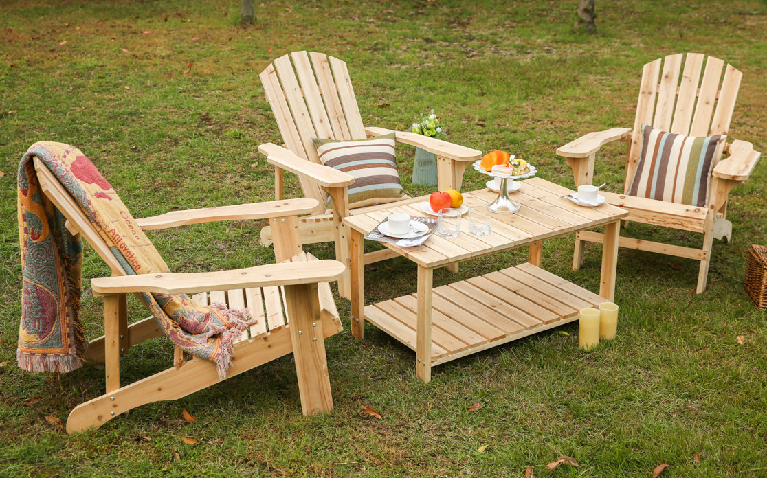 Loon Peak® Rigdon Solid Wood Adirondack Chair with Table & Reviews