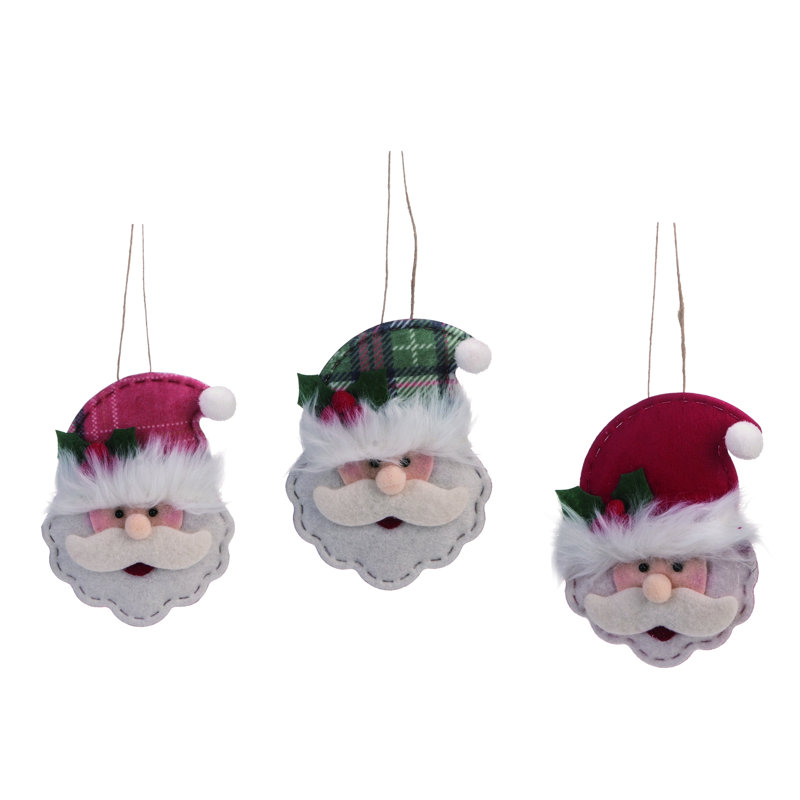 The Holiday Aisle 3 Piece Santa Head Hanging Figurine Ornament Set Wayfair