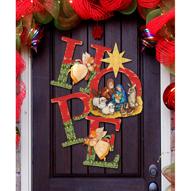 Designocracy Hope Nativity Wooden Door Hanger By G Debrekht Wayfair